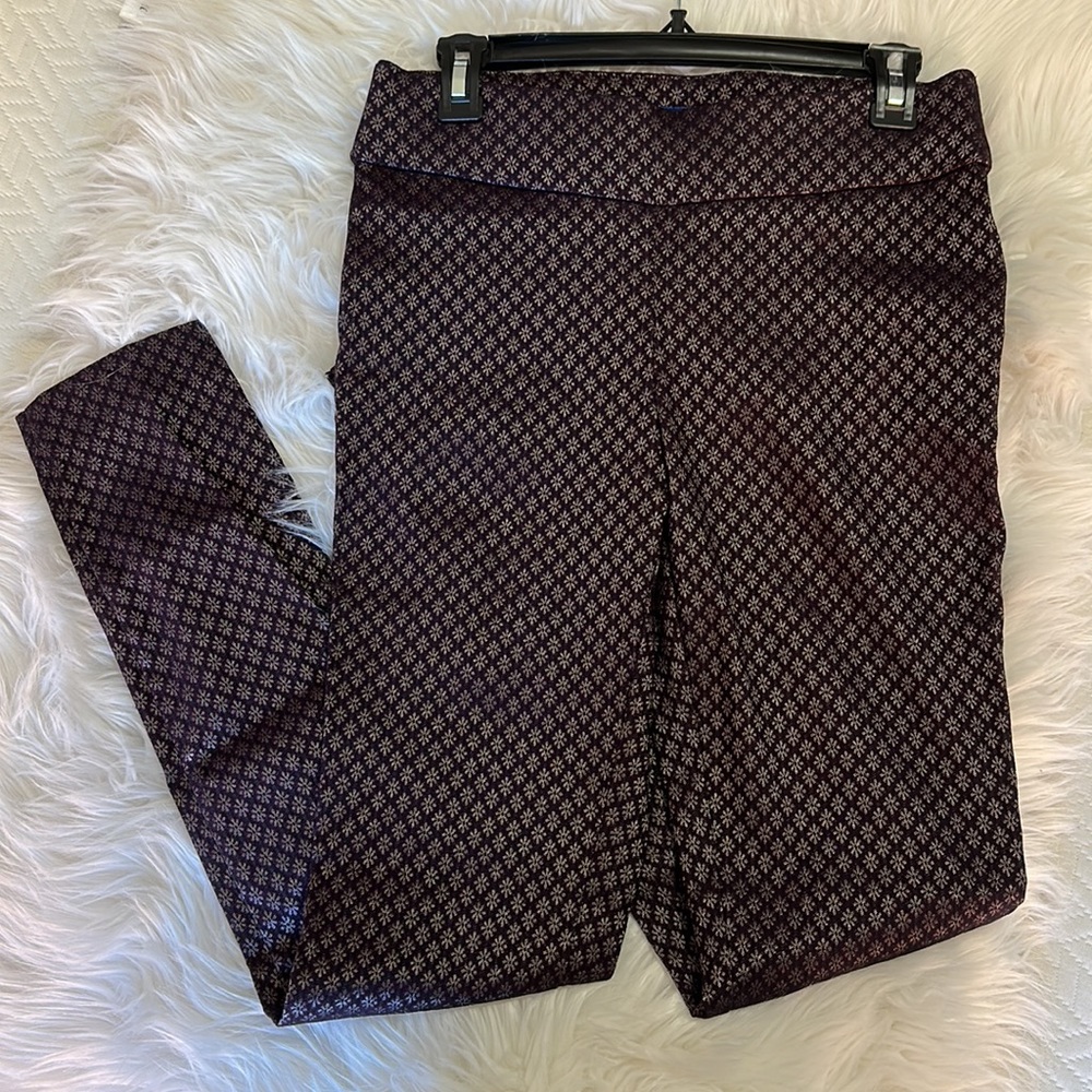 Apt. 9 Purple & Silver Patterned Dress Pants